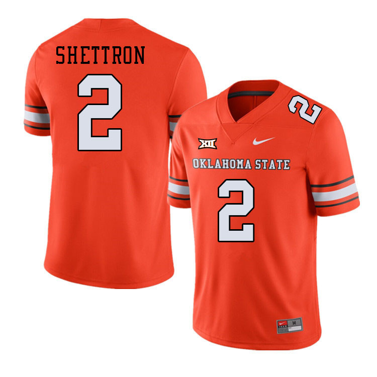 Men #2 Talyn Shettron Oklahoma State Cowboys College Football Jerseys Stitched-Alternate Orange - Click Image to Close